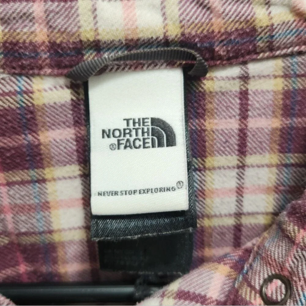 The North Face Burgundy Plaid Flannel Pearl Snap Casual Shirt Men's M